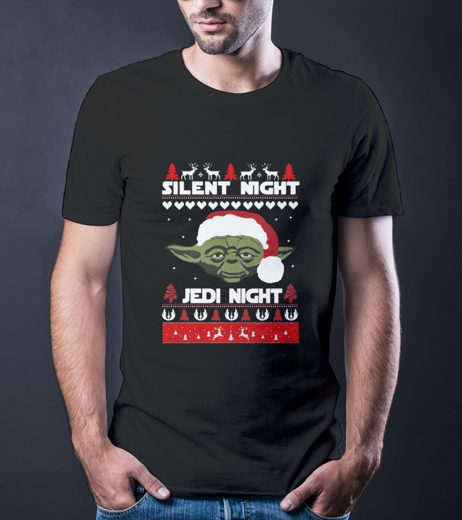 Silent Night Jedi Night Yoda Christmas Star Wars Sweater Holiday Reindeer T-Shirt