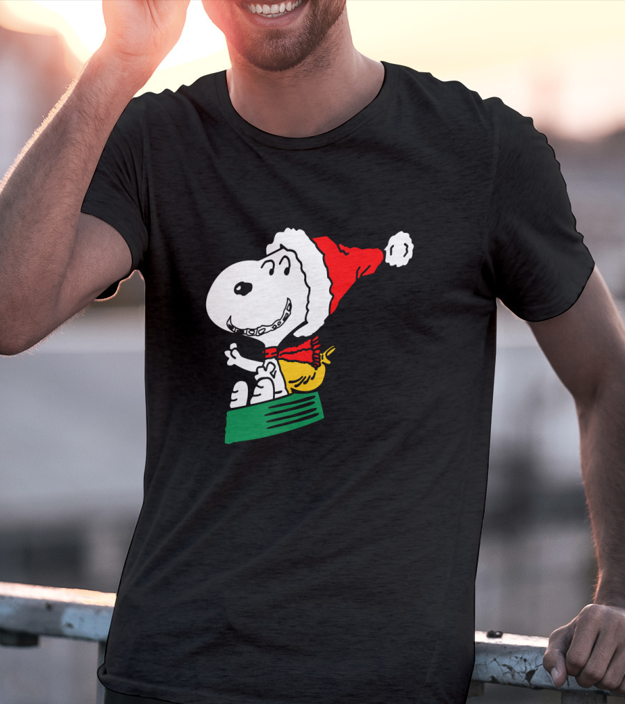 Snoopy Santa Sleigh Holiday Fun T-Shirt