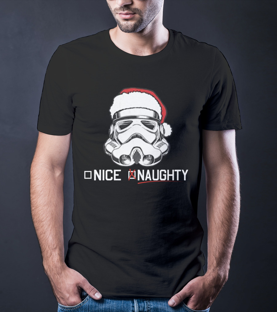 Star Wars Stormtrooper Santa Hat Naughty List Christmas Holiday Humor T-Shirt