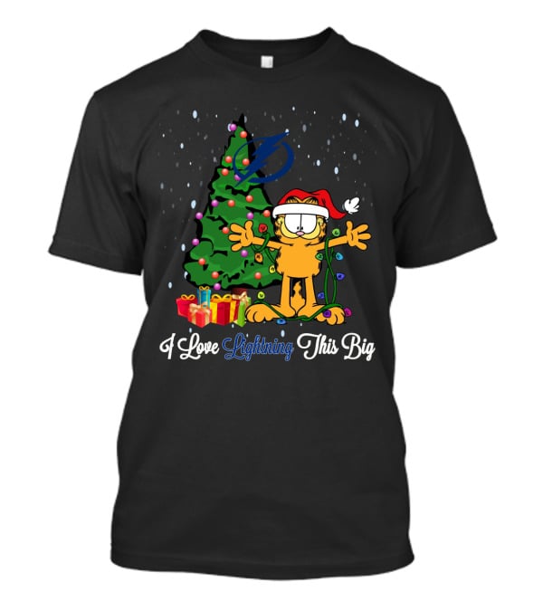 I Love Tampa Bay Lightning This Big Christmas Tree And Garfield Gifts T-Shirt