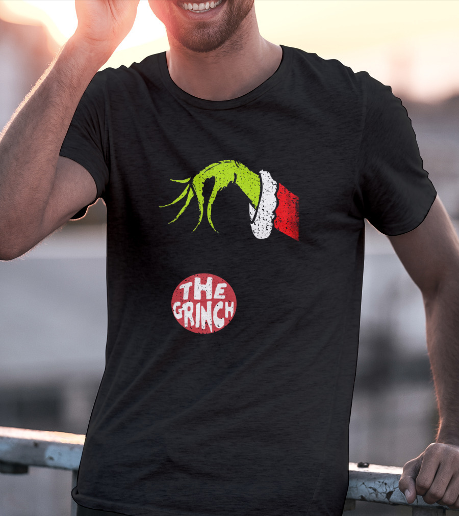 The Grinch Hand Holding Red Ornament With The Grinch Text T-Shirt