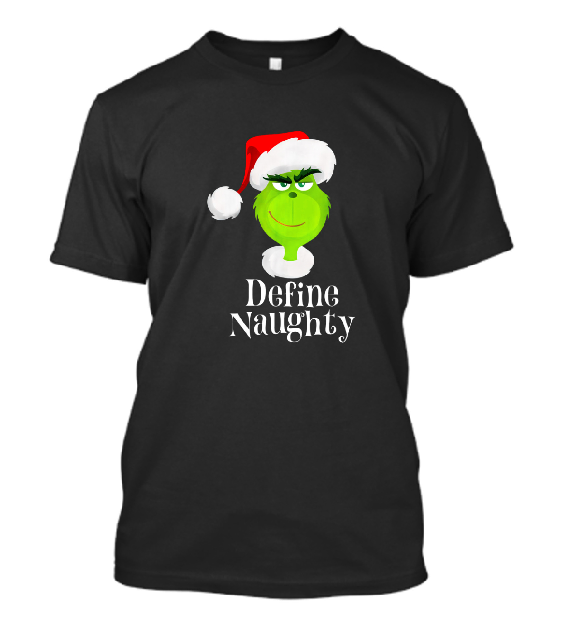 The Grinch Define Naughty Santa Hat Smirk Christmas T-Shirt