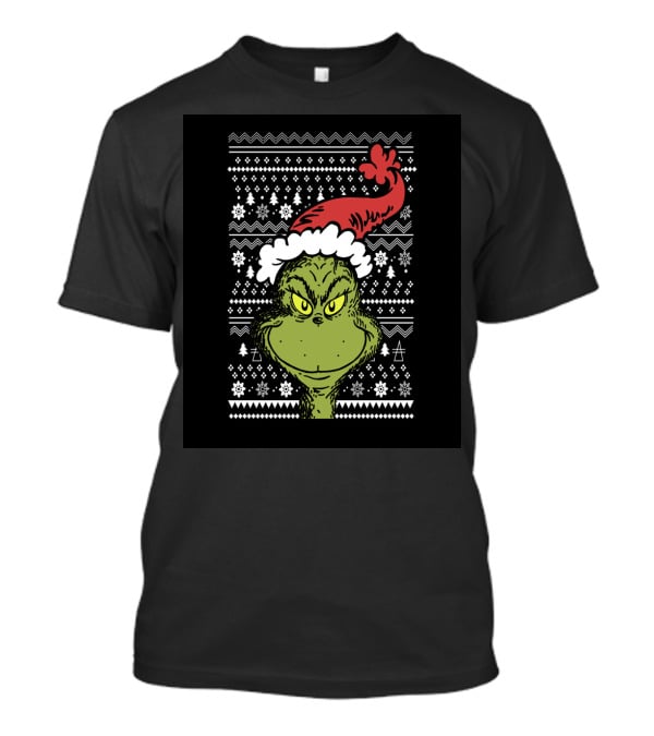 The Grinch Merry Grinchmas Ugly Christmas Sweater Pattern Holiday T-Shirt