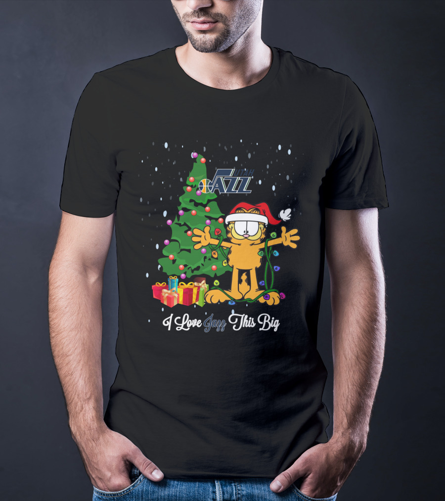 Utah Jazz Garfield Christmas I Love Jazz This Big T-Shirt