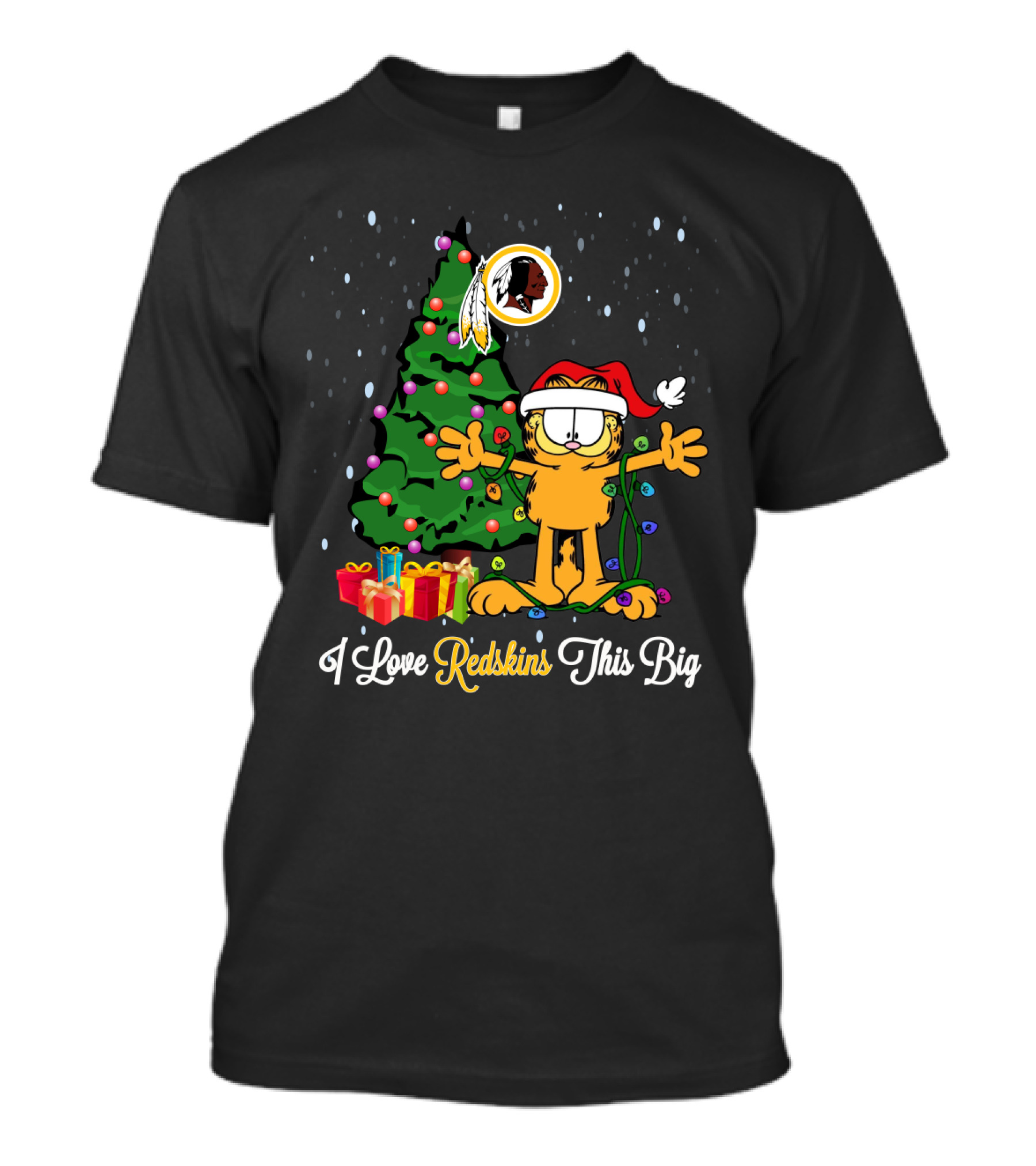 I Love Redskins This Big Christmas Garfield T-Shirt