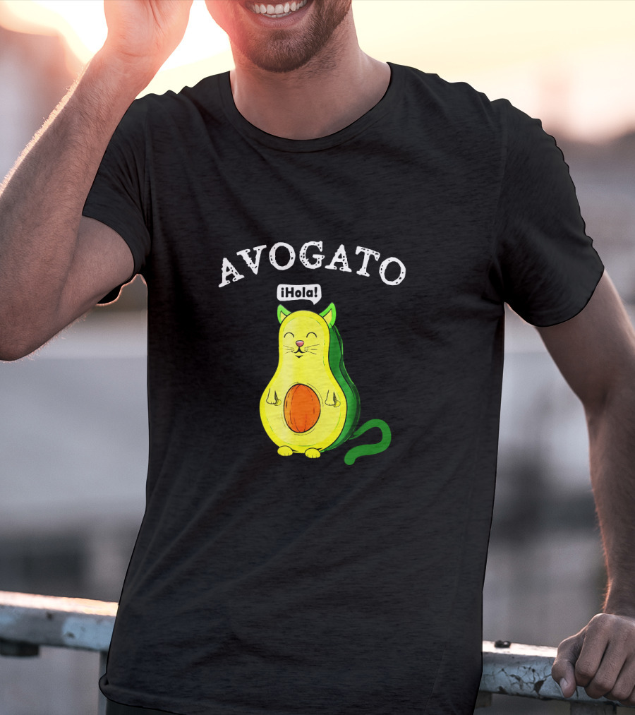 Avogato Hola Avocado Cat Face T-Shirt