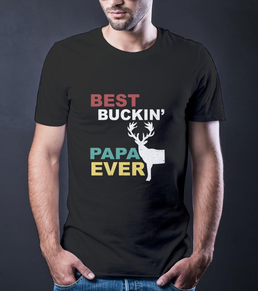 Best Buckin' Papa Ever Deer Antler T-Shirt