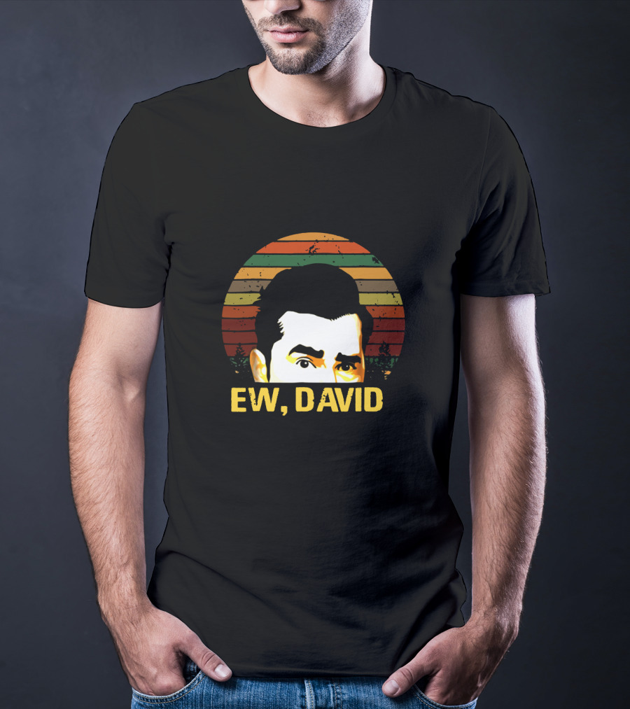 Retro Ew David Rose Multicolor Stripes Portrait T-Shirt