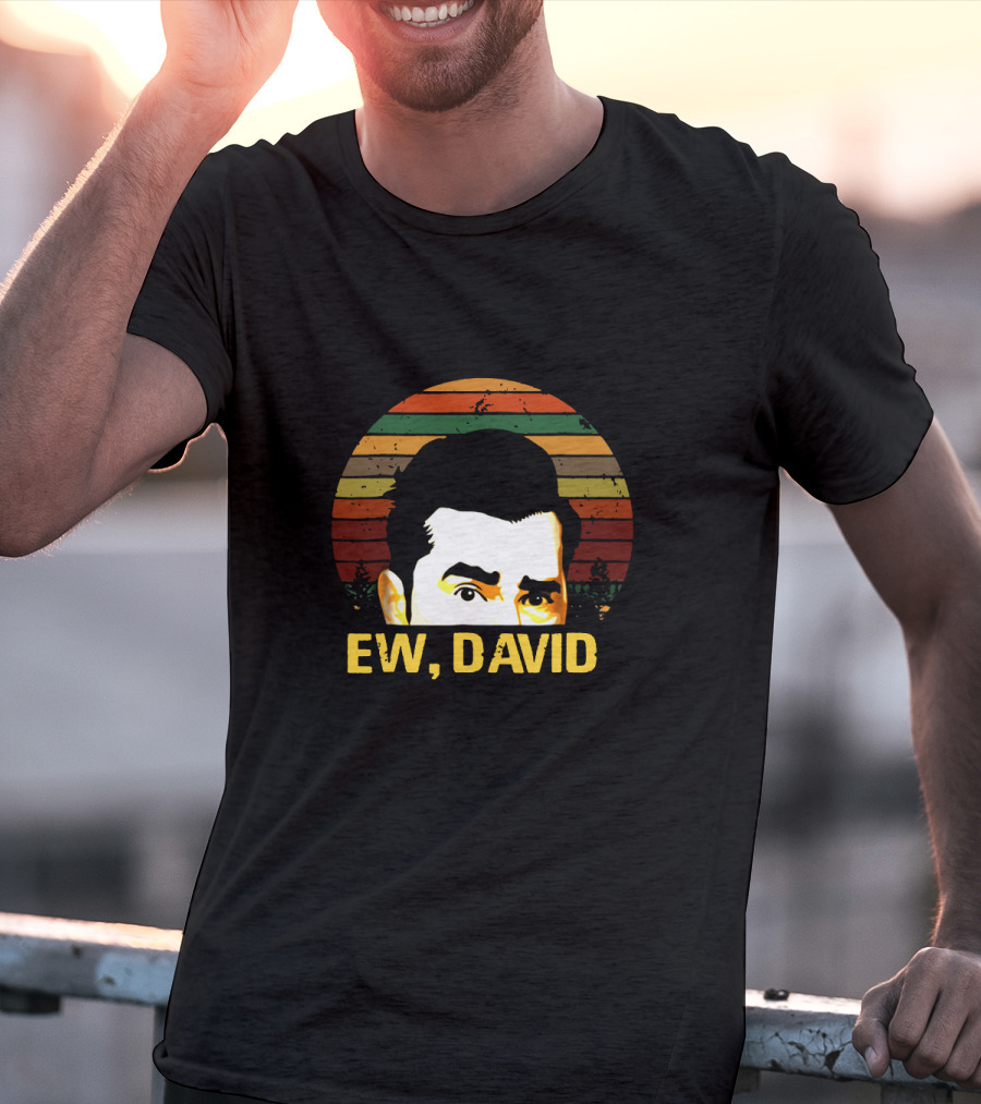 Retro Ew David Rose Multicolor Stripes Portrait T-Shirt