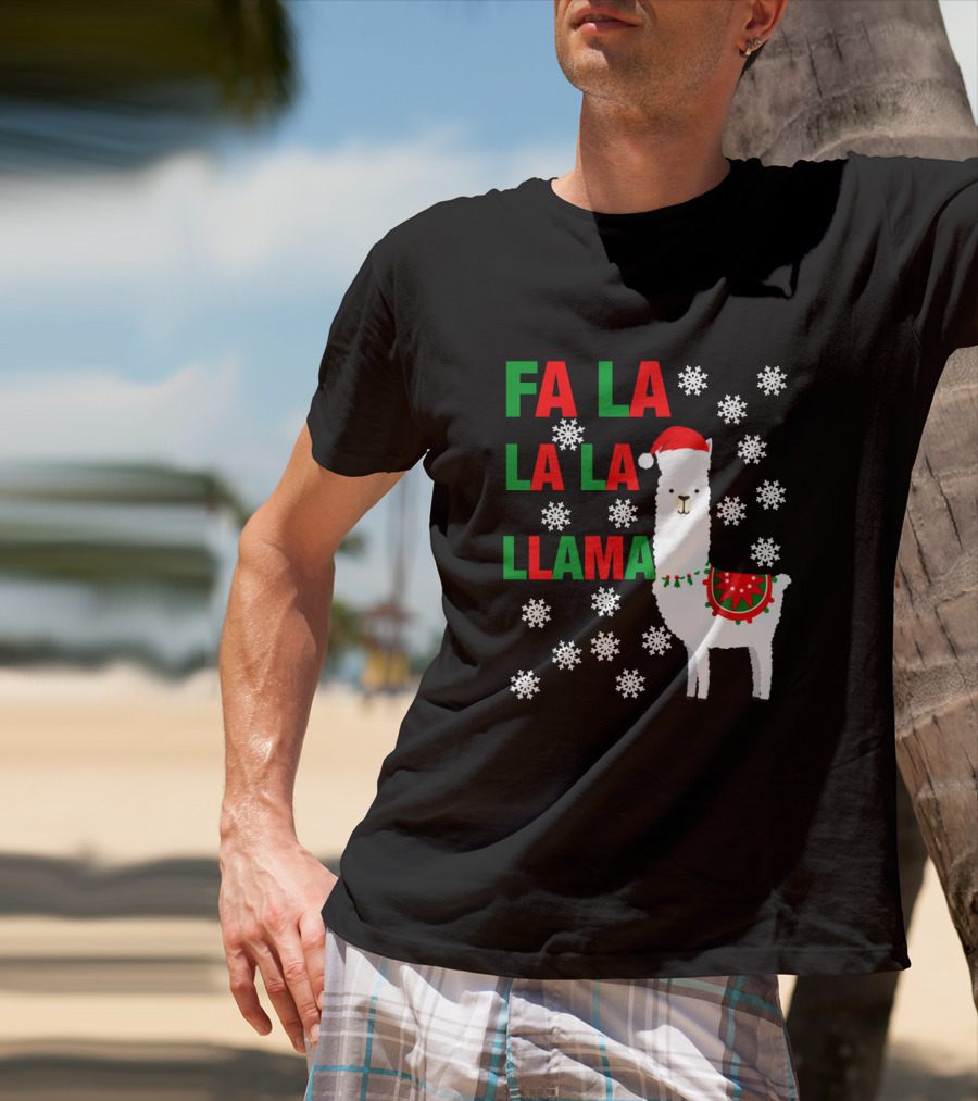 Fa La La La Llama Christmas Snowflake Holiday T-Shirt