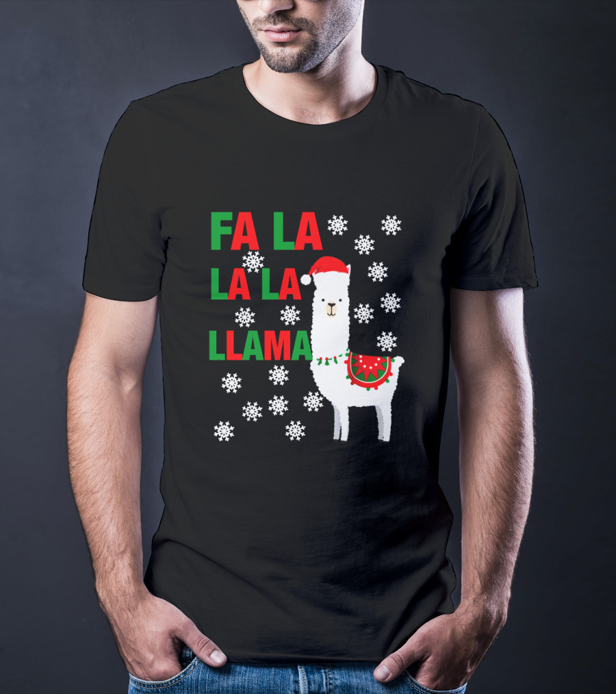 Fa La La La Llama Christmas Snowflake Holiday T-Shirt