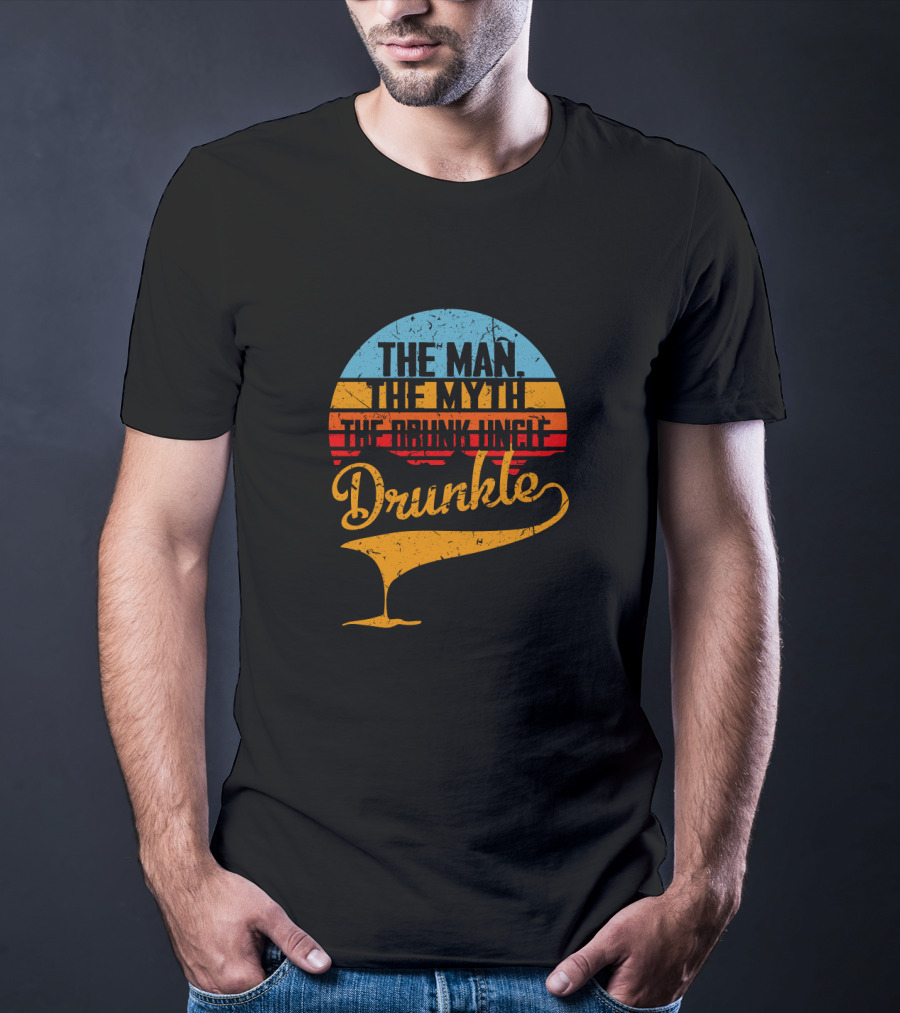 The Man The Myth The Drunk Uncle Drunkle Retro Sunset T-Shirt
