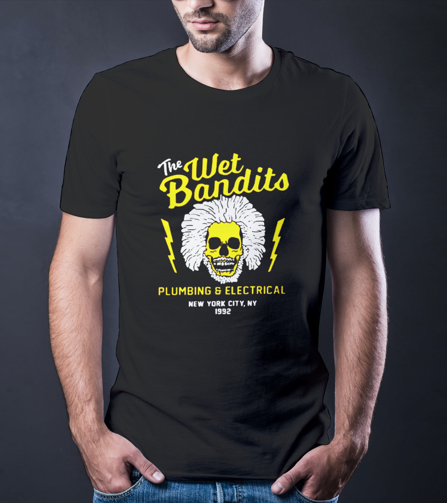 The Wet Bandits Plumbing And Electrical New York City Ny 1992 Skull With Lightning Bolts T-Shirt