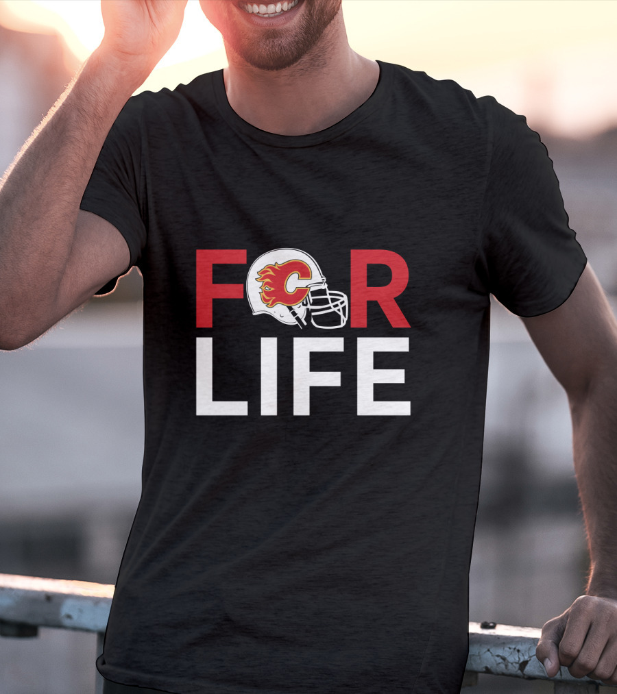 Calgary Flames Football Helmet For Life T-Shirt