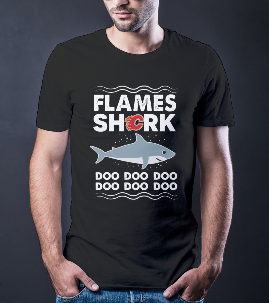 Flames Shark Doo Doo Doo Calgary Hockey T-Shirt