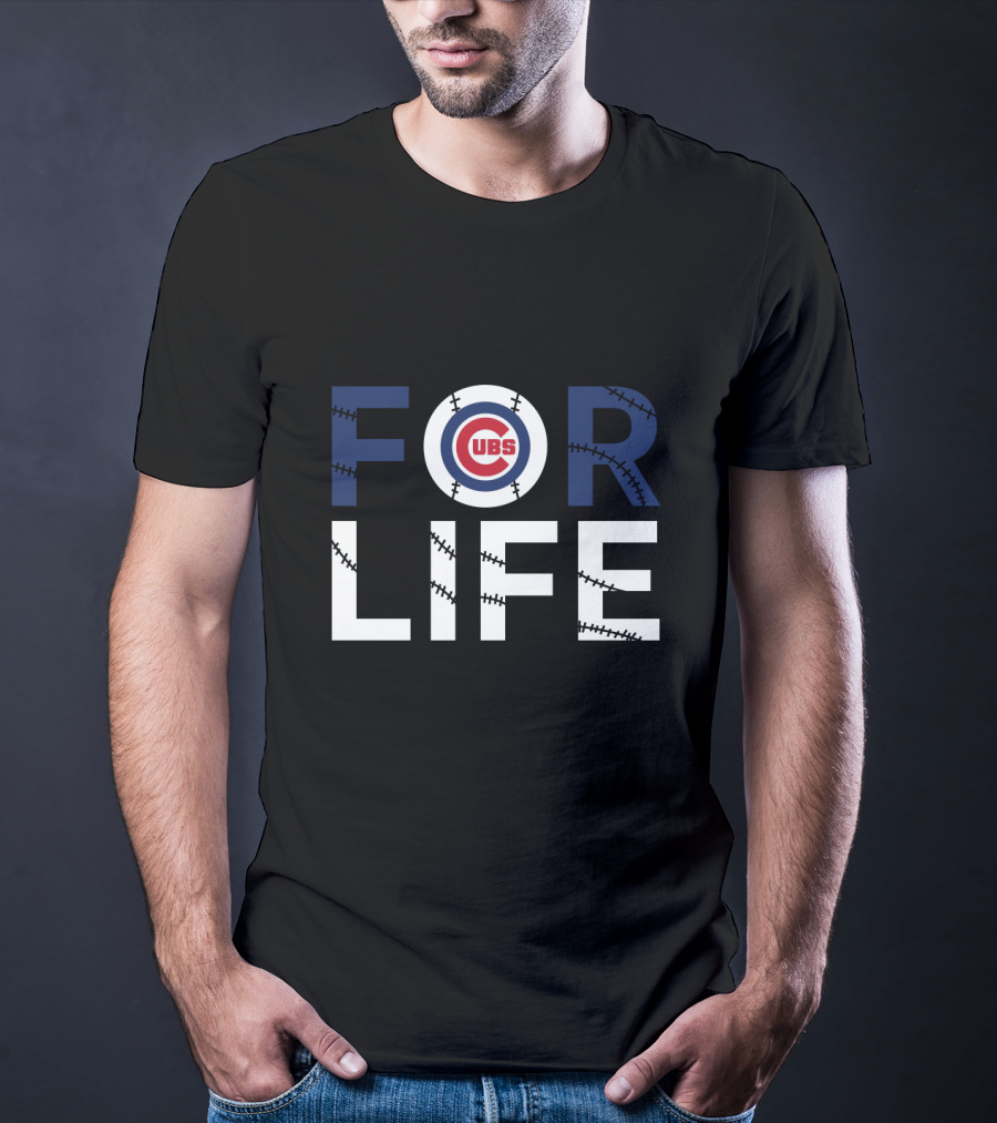 Cubs Baseball Stitching Logo Chicago Cubs For Life T-Shirt