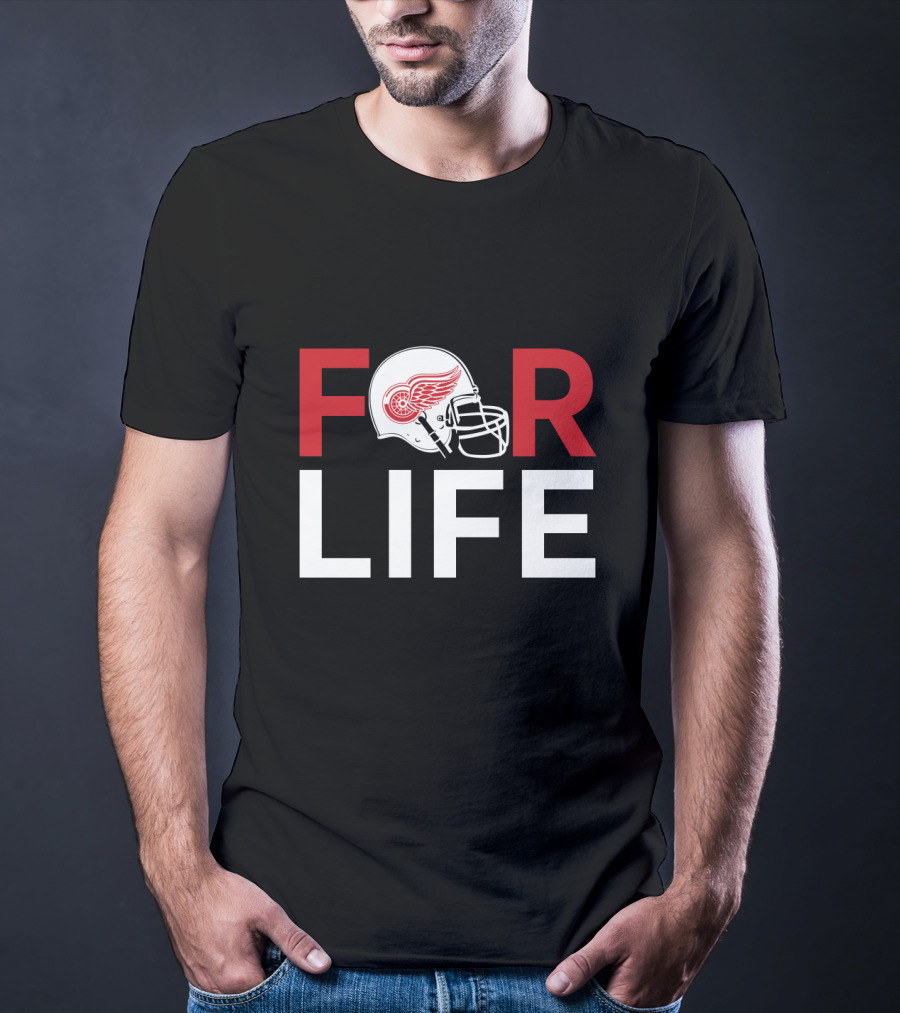 Detroit Red Wings Helmet Graphic For Life T-Shirt