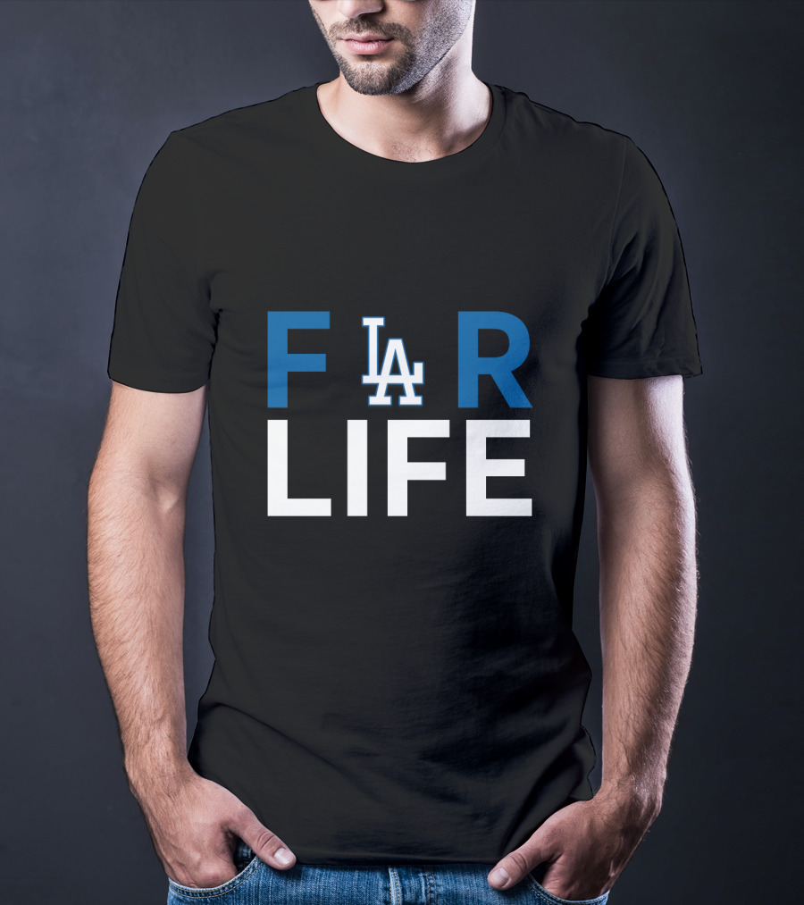 LA Dodgers For Life Fan Tribute Text T-Shirt