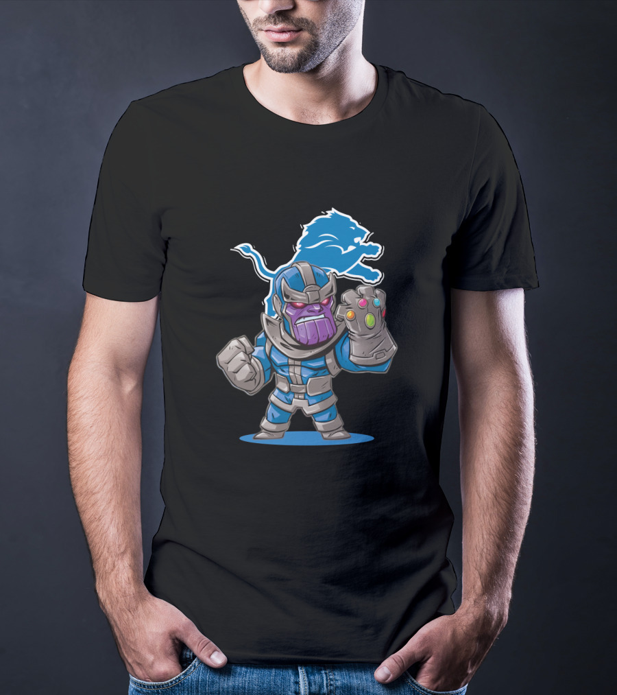 Thanos Meets Detroit Lions Fans Infinity Gauntlet Crossover T-Shirt