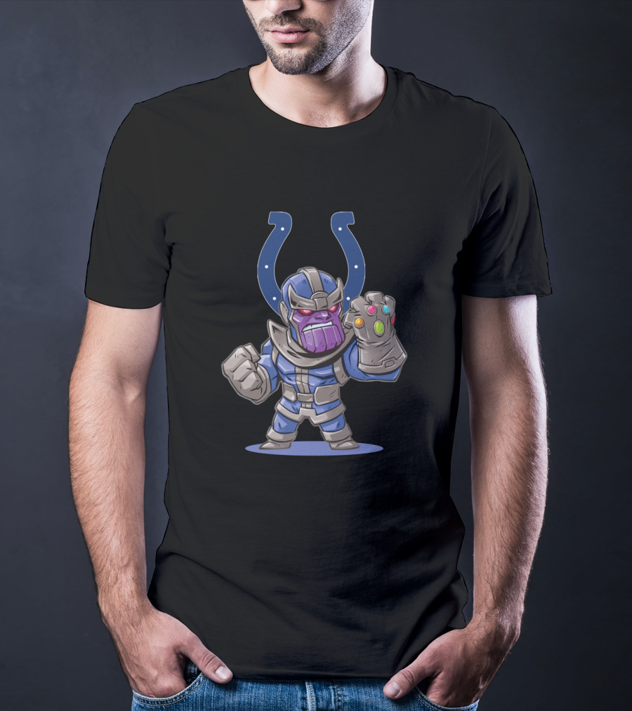 Thanos Indianapolis Colts Fans Crossover Featuring Infinity Gauntlet And Horseshoe T-Shirt