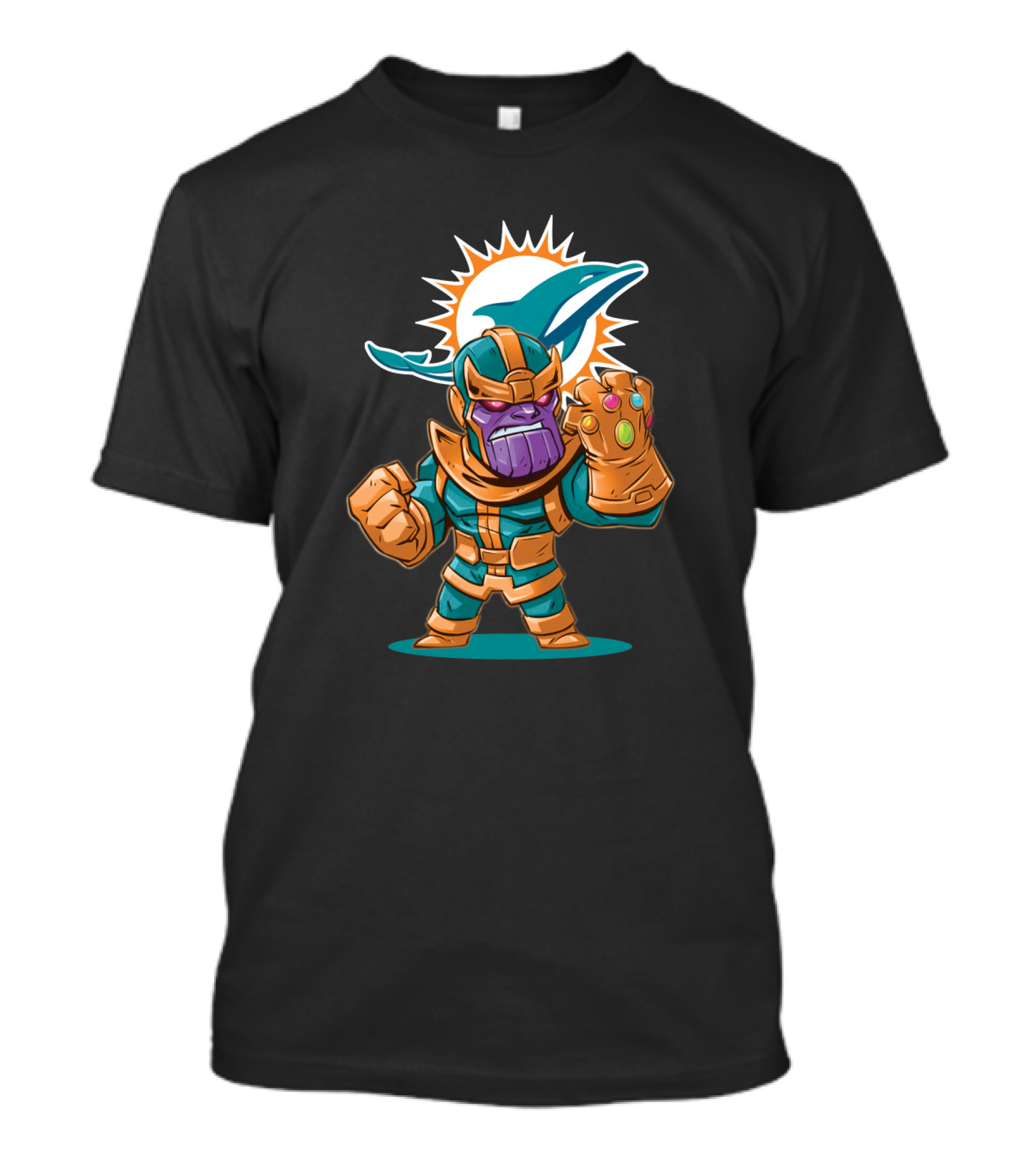 Thanos Miami Dolphins Fan Crossover With Infinity Gauntlet T-Shirt