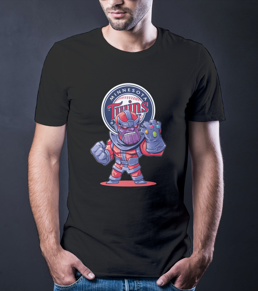Minnesota Twins Baseball Fans Meet Thanos In Comic Style Crossover T-Shirt