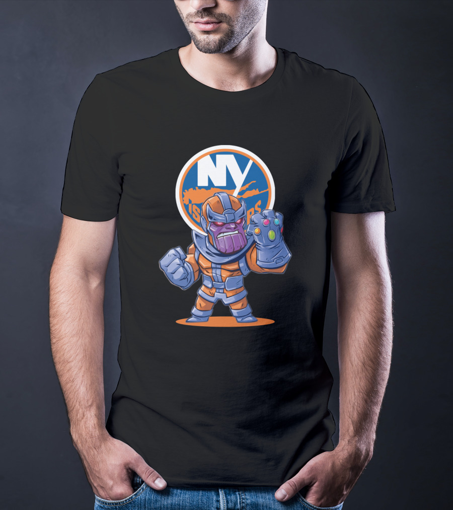 NY Islanders Thanos Fan Art With Infinity Gauntlet And Team T-Shirt