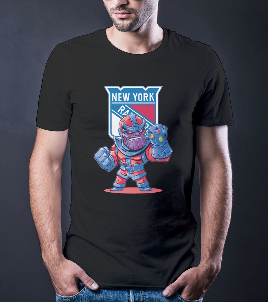 Thanos New York Rangers NHL Crossover With Infinity Gauntlet T-Shirt