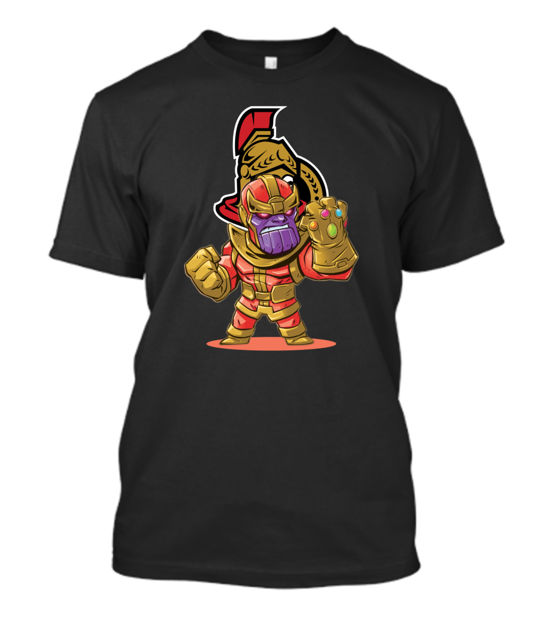 Thanos In Ottawa Senators Inspired Costume With Infinity Gauntlet And Senators T-Shirt