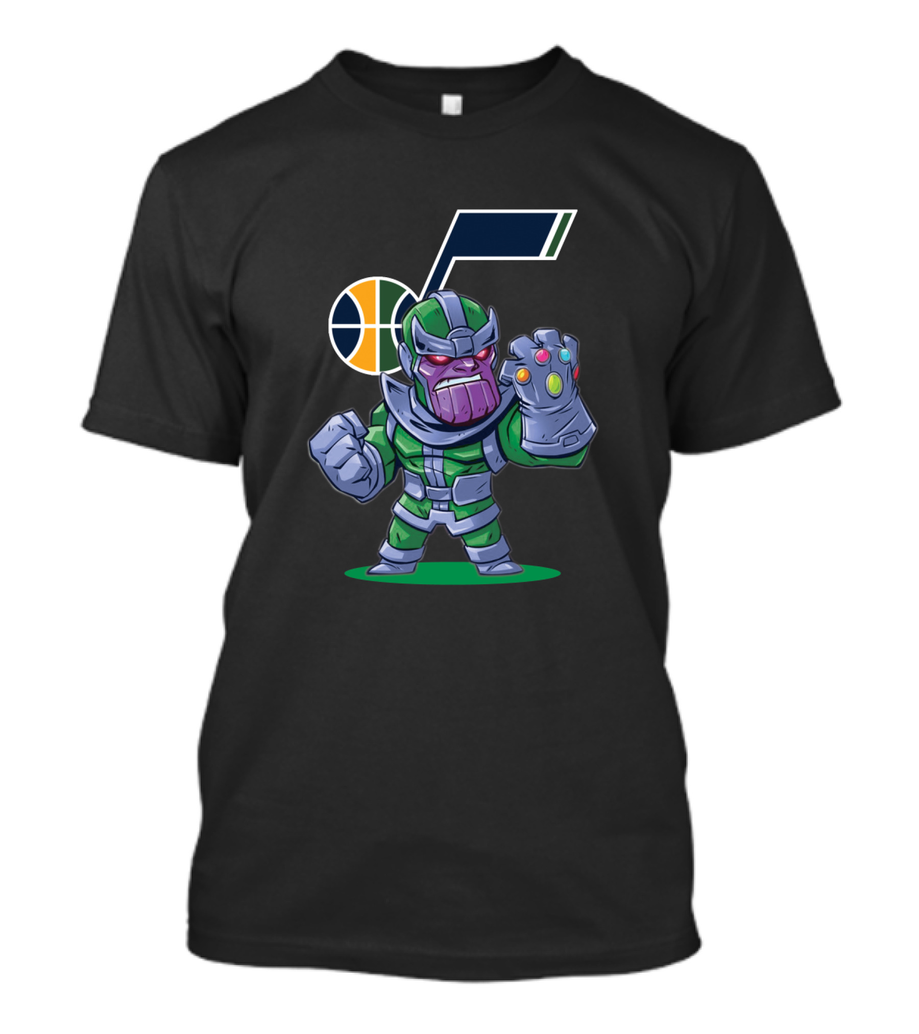 Thanos Cartoon Wearing Utah Jazz Colors With Team T-Shirt