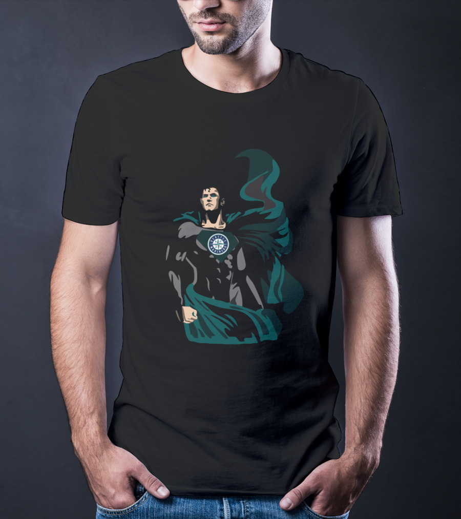 Seattle Mariners Superman Heroic Logo Fusion T-Shirt