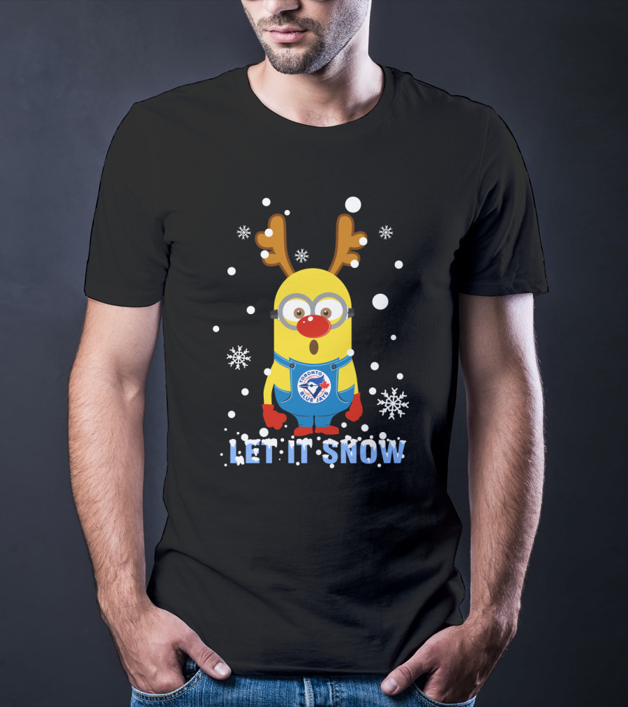 Let It Snow Minion Toronto Blue Jays Christmas Reindeer Snowflakes T-Shirt