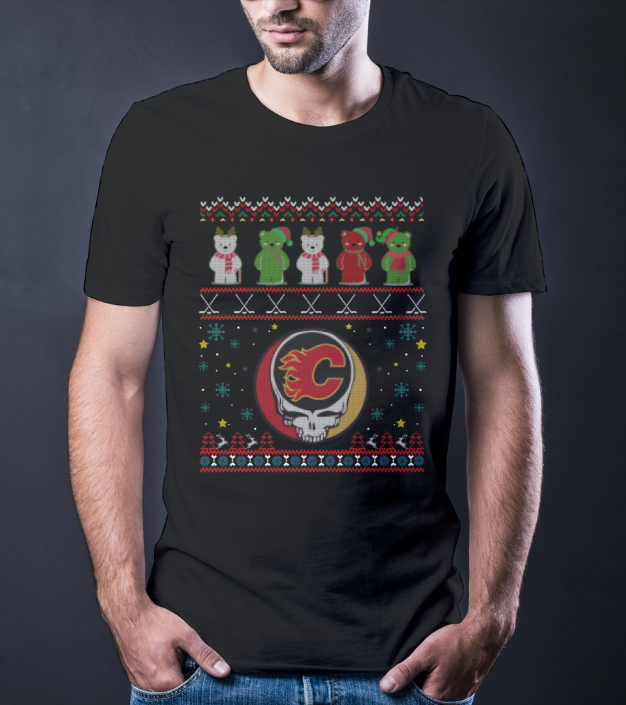 Calgary Flames Grateful Dead Bears Christmas T-Shirt