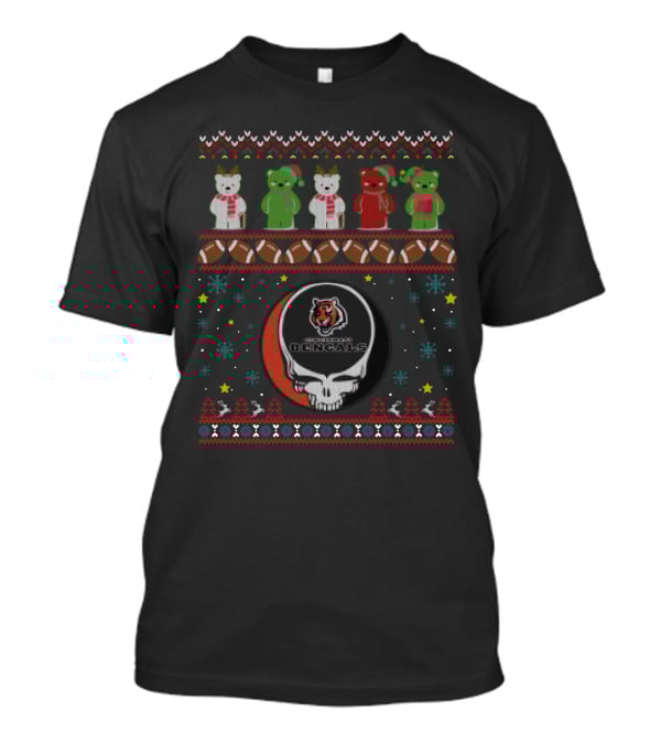 Cincinnati Bengals Grateful Dead Bears Christmas T-Shirt