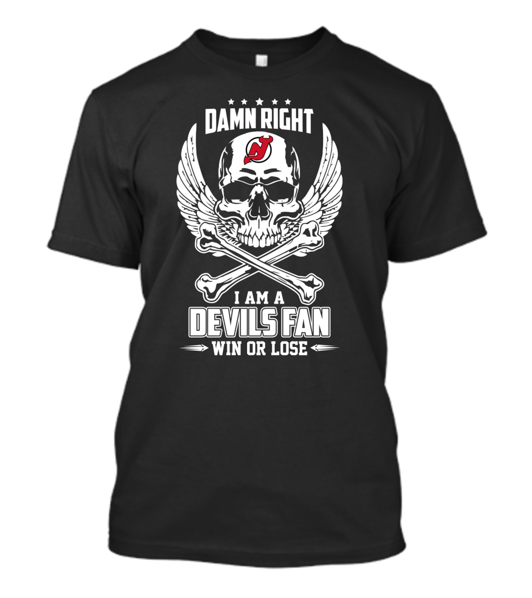 Damn Right I Am A New Jersey Devils Fan Win Or Lose T-Shirt