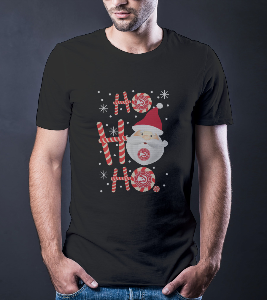 Ho Ho Ho Santa Claus Atlanta Hawks Basketball Merry Xmas Fans T-Shirt