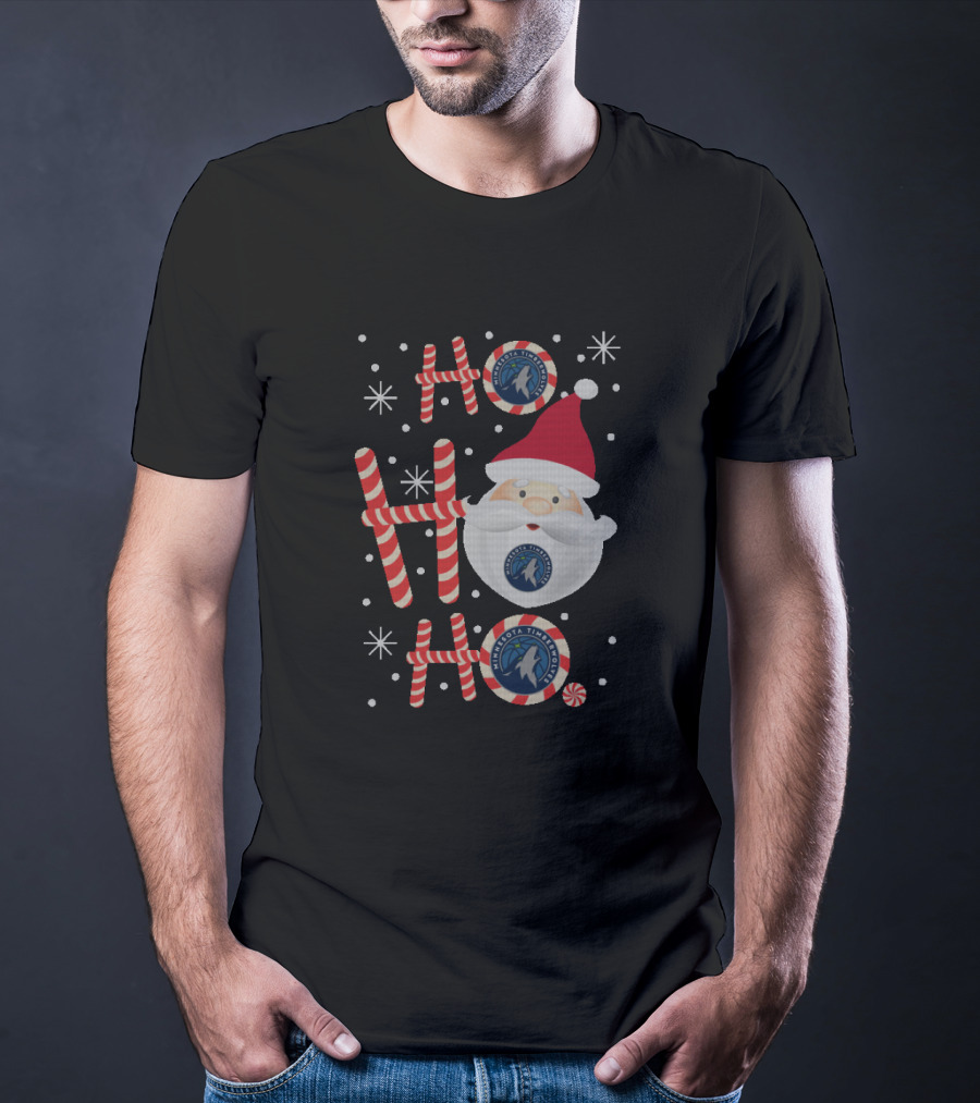 Santa Ho Ho Ho Christmas For Minnesota Timberwolves Fan T-Shirt