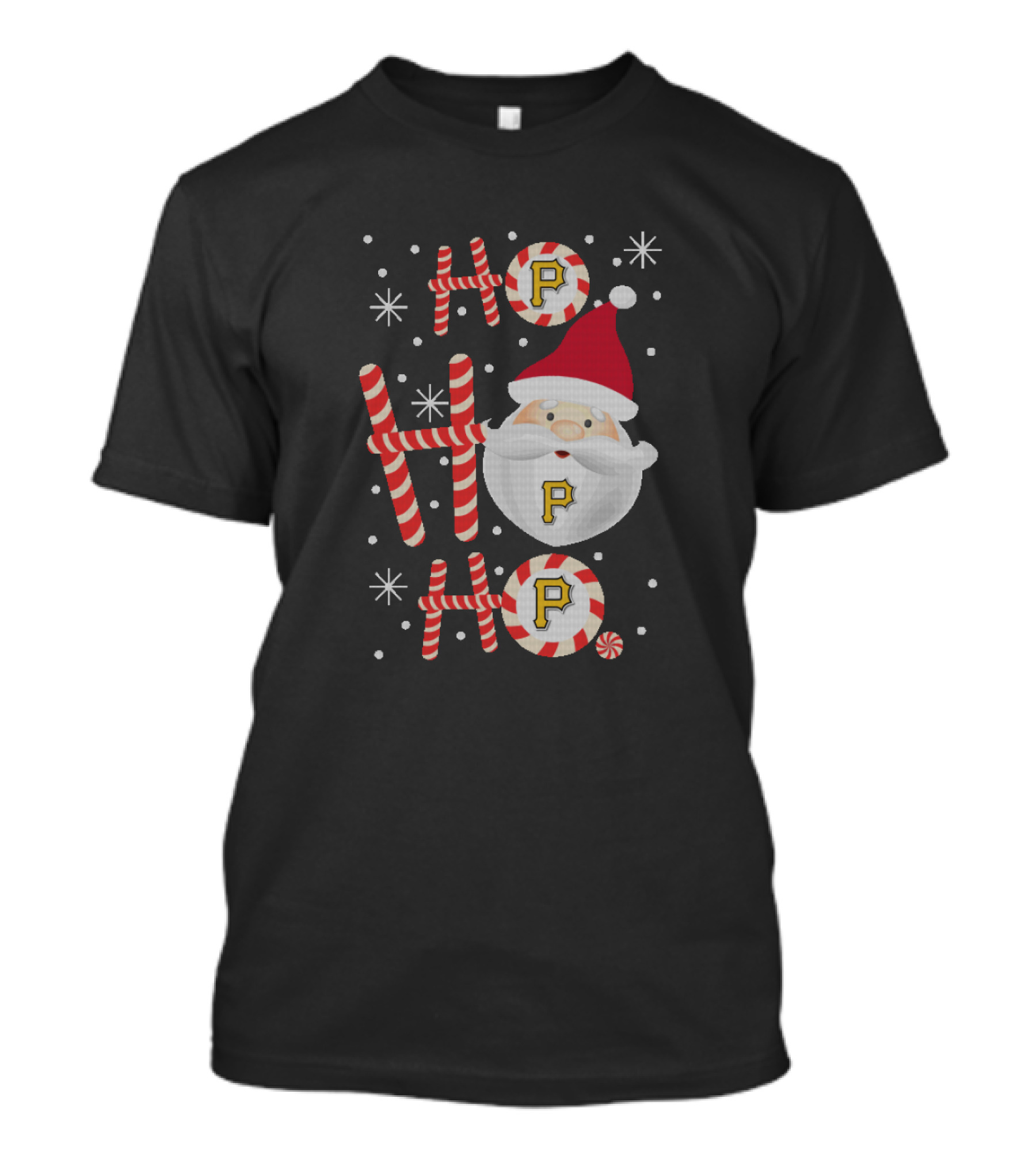 Pittsburgh Pirates Xmas Ho Ho Ho Santa Candy Cane Fans T-Shirt