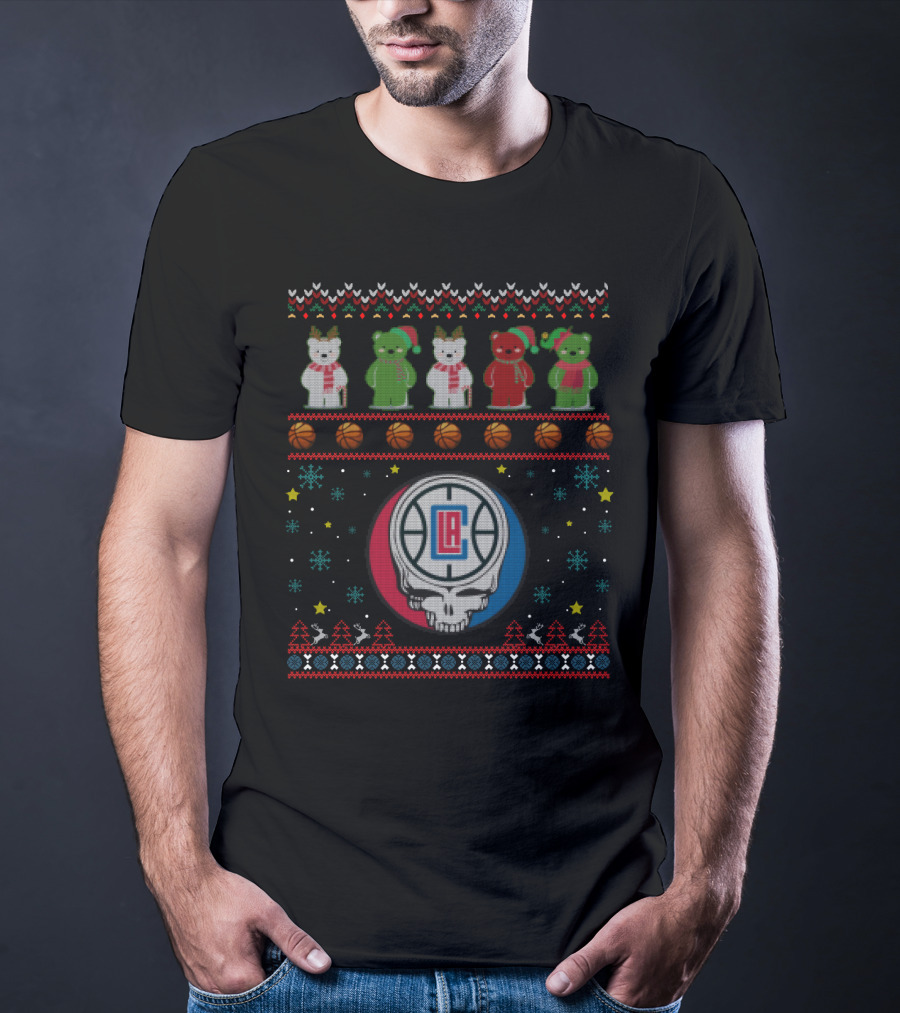 La Clippers Grateful Dead Bears Christmas Ugly T-Shirt