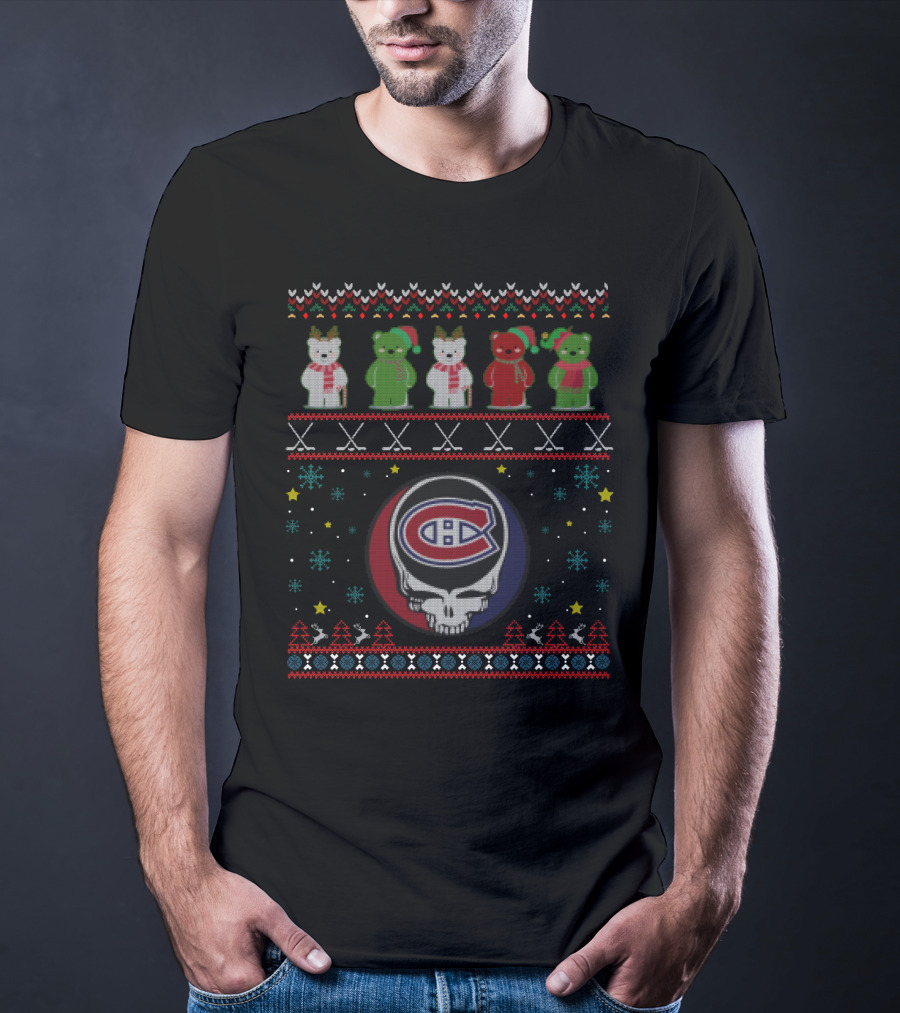 Montreal Canadiens Grateful Dead Bears Holiday Skull T-Shirt