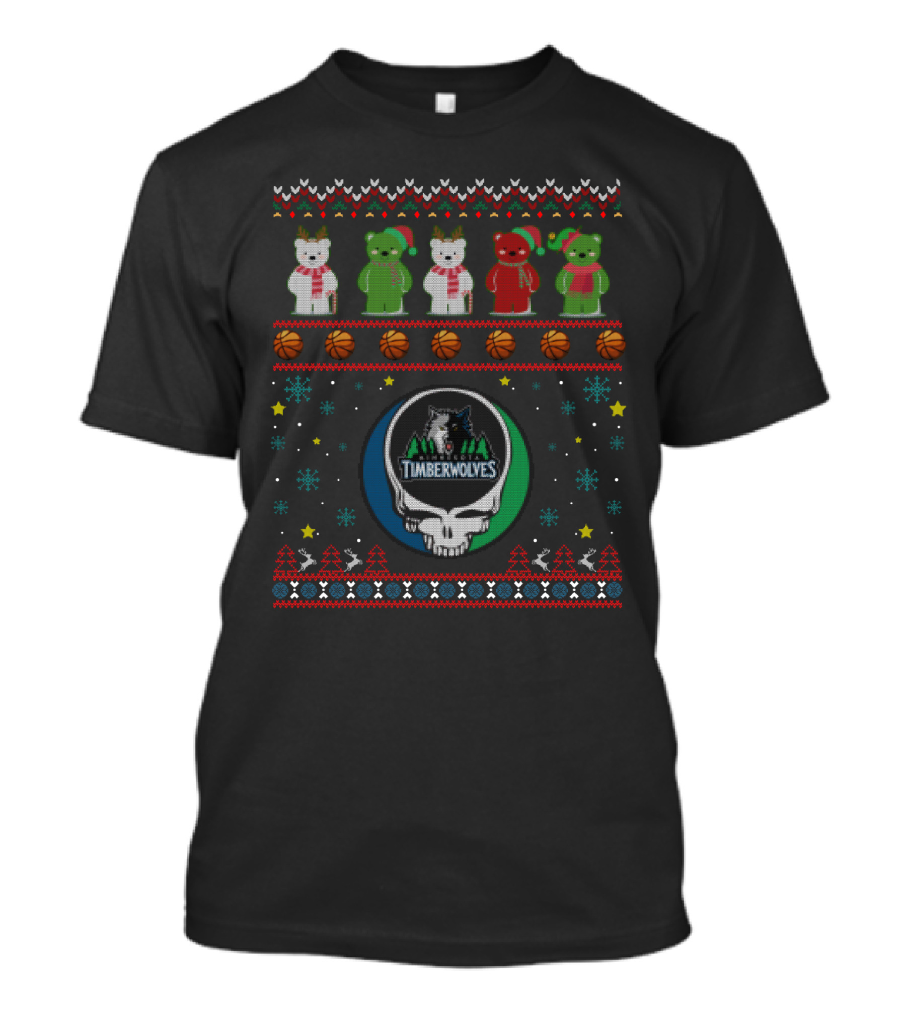 Grateful Dead Timberwolves Christmas Bears Holiday T-Shirt