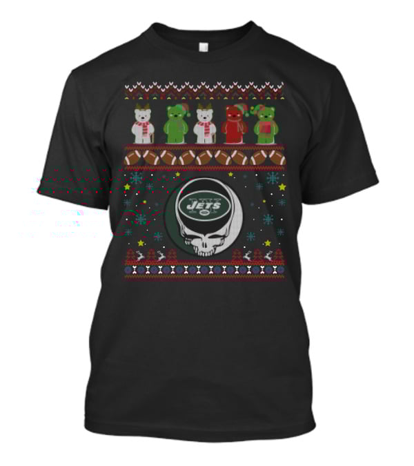 New York Jets Grateful Dead Bears Christmas T-Shirt