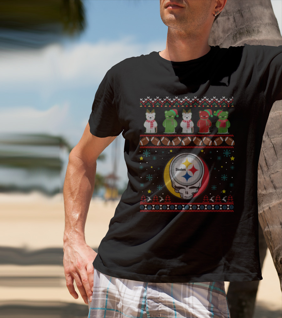 Pittsburgh Steelers Grateful Dead Bears Christmas Holiday T-Shirt