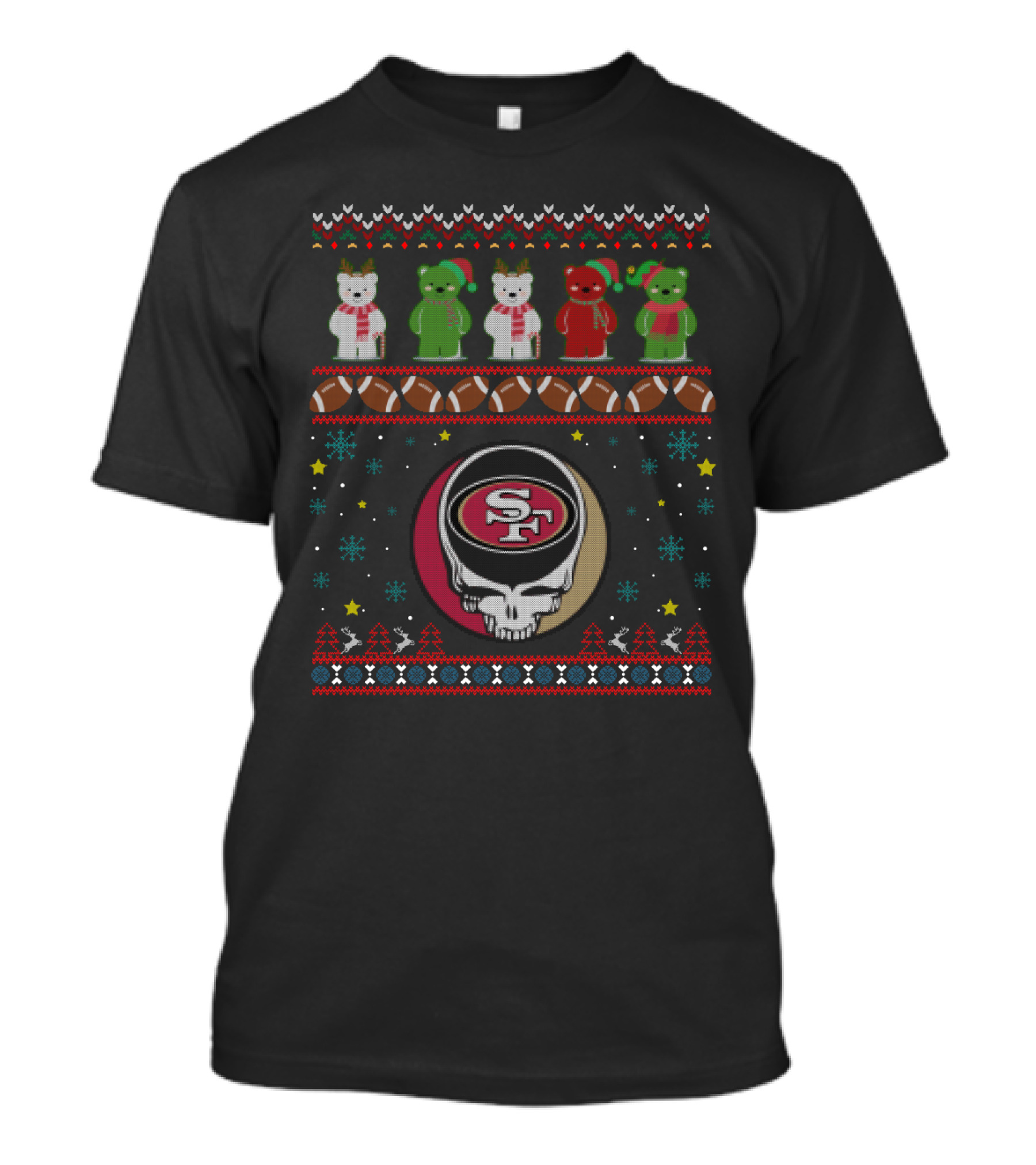 San Francisco 49ers Grateful Dead Bears Christmas T-Shirt