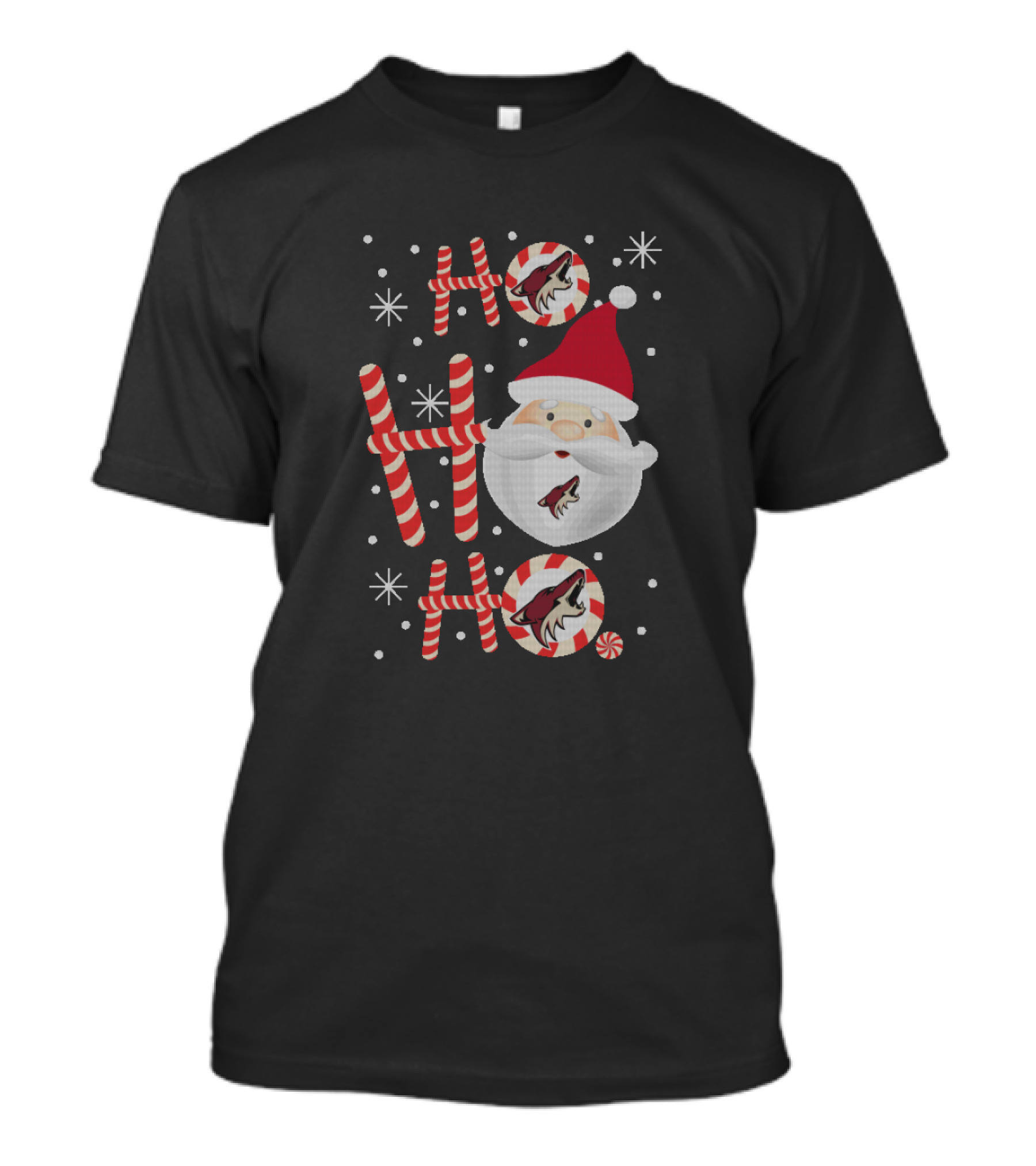 Santa Ho Ho Ho Arizona Coyotes Fans Christmas Holiday Spirit T-Shirt