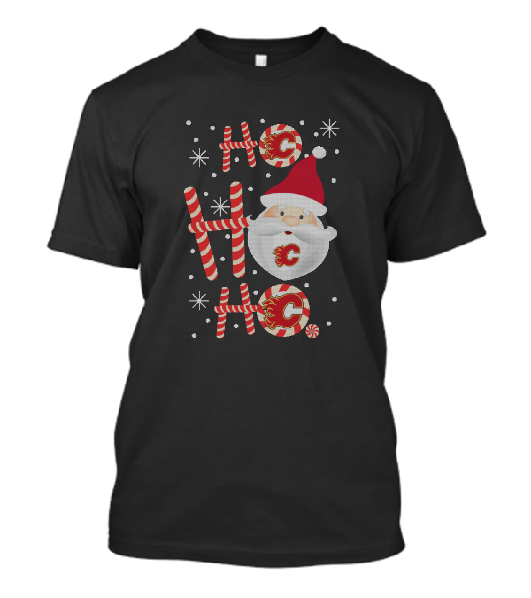 Santa Ho Ho Ho Merry Xmas For Calgary Flames Holiday Fans T-Shirt