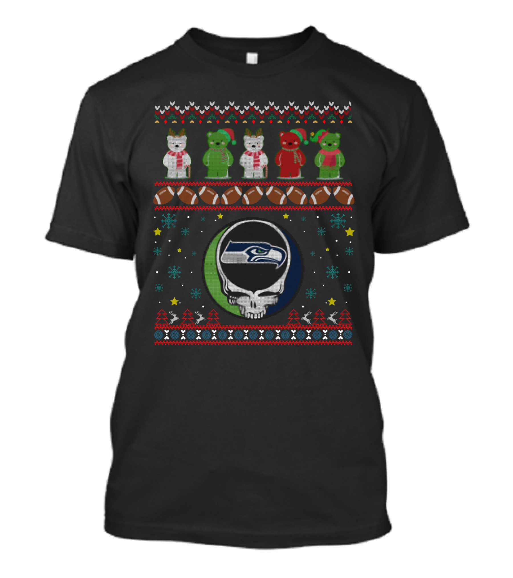 Seattle Seahawks Grateful Dead Bears Christmas T-Shirt