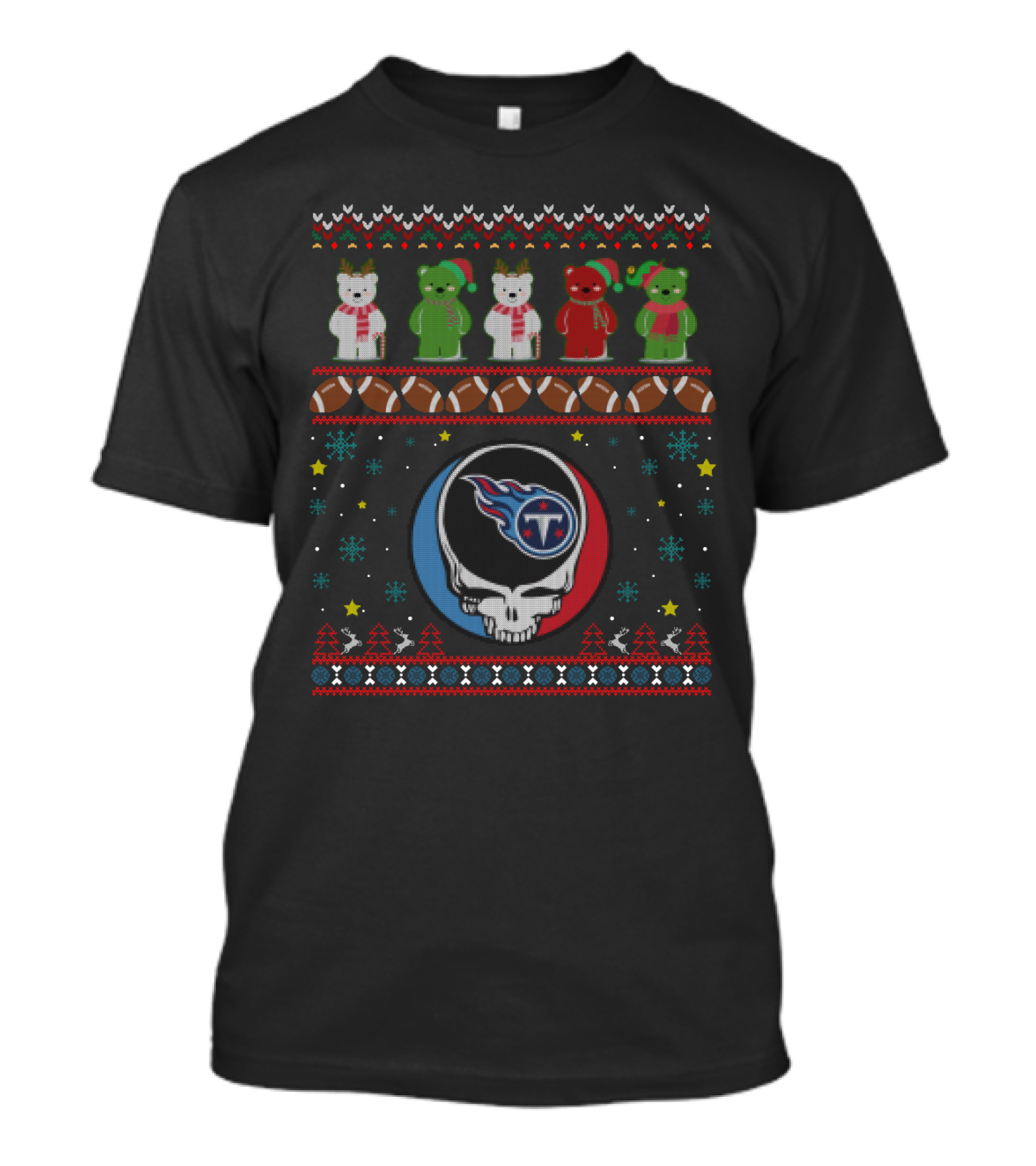 Tennessee Titans Grateful Dead Christmas Bears Football Holiday T-Shirt