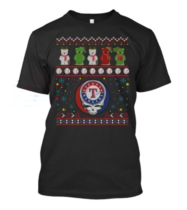 Texas Rangers Grateful Dead Bears Holiday Baseball Fusion T-Shirt