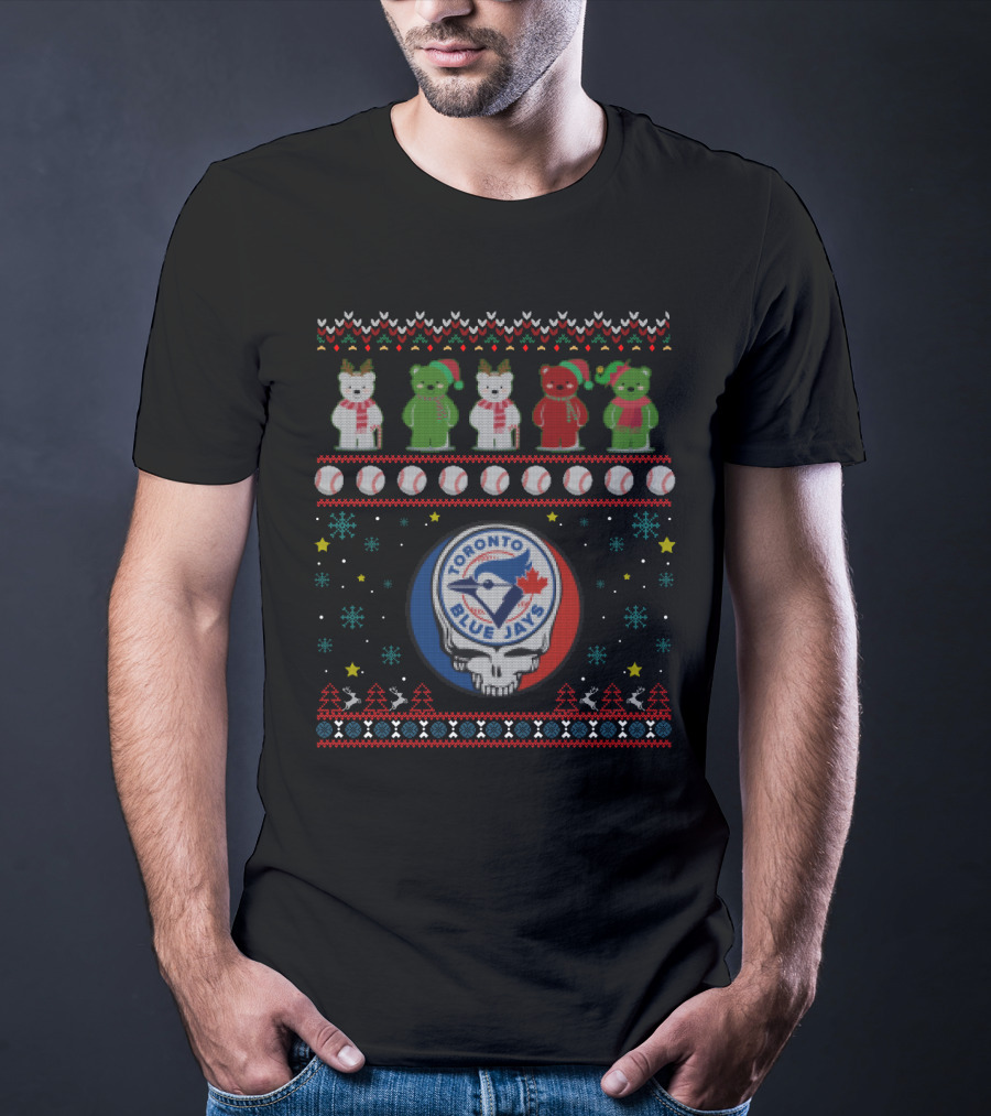 Toronto Blue Jays Grateful Dead Bears Festive Baseball Holiday T-Shirt